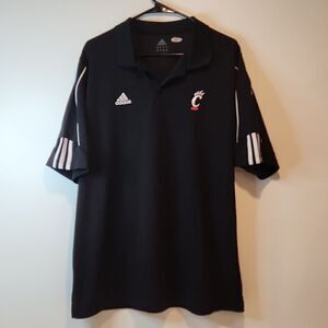 Adidas Climacool NCAA Cincinnati Bearcats Polo Shirt Men's Size Large Black EUC